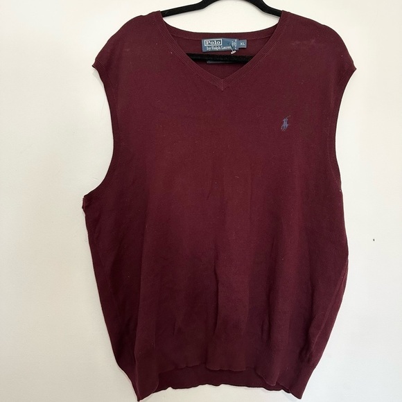 Polo by Ralph Lauren red sleeveless knit vest prima cotton size XL burgundy - Picture 1 of 4